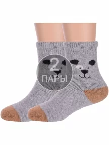 Комплект из 2 пар детских теплых махровых носков Hobby Line, 2-Ндад7622-5, СЕРЫЕ
