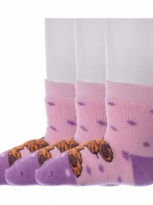 Комплект из 3 пар детских махровых носков Брестские (БЧК), 3-14С3060, рис. 821, БЛЕДНО-РОЗОВЫЕ