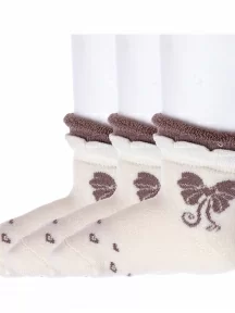 Комплект из 3 пар детских махровых носков "Красная ветка", 3-Д-650, БЕЖЕВО-КОРИЧНЕВЫЕ