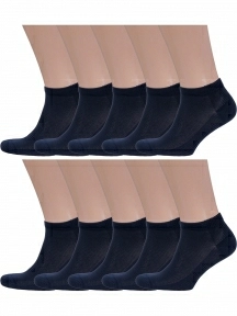 Комплект из 10 пар мужских носков Grinston socks из микромодала СИНИЕ (10-15D10)