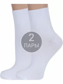 Комплект из 2 пар женских носков без резинки ХОХ, 2-G-1406, БЕЛЫЕ