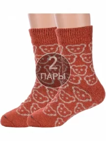 Комплект из 2 пар детских теплых махровых носков Hobby Line КИРПИЧНЫЕ (2-Ндад7621-01)