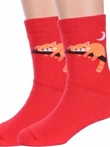 Комплект из 2 пар детских махровых носков Брестские (БЧК), 2-14С3060, рис. 032, ВИШНЕВЫЕ