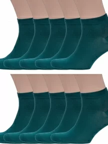 Комплект из 10 пар мужских носков Sergio di Calze (PINGONS) из мерсеризованного хлопка, 10-17SC7, ЗЕЛЕНЫЕ