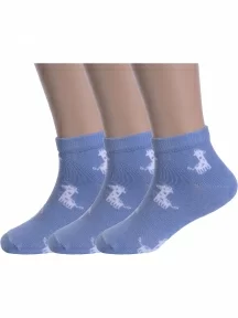Комплект из 3 пар детских укороченных носков Брестские (БЧК), 3-15С3085, рис. 4107 СВЕТЛЫЙ ДЖИНС