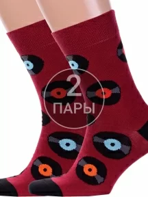 Комплект из 2 пар мужских носков Брестские (БЧК) рис. 527, ТЕМНО-БОРДОВЫЕ (2-16С2127)