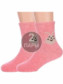 Комплект из 2 пар детских теплых махровых носков Hobby Line, 2-Ндад7618-02, КОРАЛЛОВЫЕ