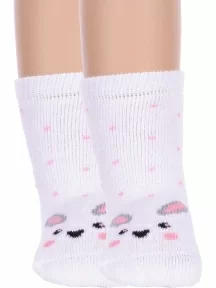 Комплект из 2 пар детских махровых носков Брестские (БЧК), 2-14С3060, рис. 060, БЕЛЫЕ