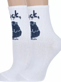 Комплект из 2 пар детских спортивных носков "Красная ветка", 2-С-2128, БЕЛЫЕ