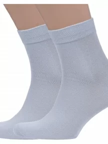 Комплект из 2 пар мужских носков Grinston socks (PINGONS) из 100% хлопка, 2-15D12, СВЕТЛО-СЕРЫЕ