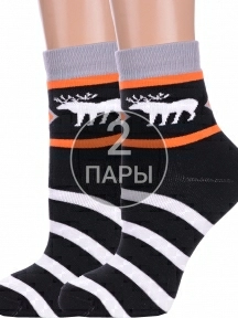 Комплект из 2 пар женских махровых носков ХОХ ЧЕРНЫЕ (2-GZ-3R17)