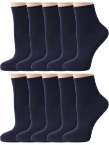 Комплект из 10 пар женских бамбуковых носков без резинки ХОХ, 10-G-1423, ТЕМНО-СИНИЕ