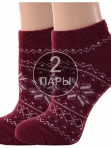 Комплект из 2 пар женских полушерстяных носков Grinston socks (PINGONS) БОРДОВЫЕ (2-17D4)