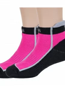 Комплект из 2 пар детских спортивных носков с махровым следом ХОХ, 2-SPD-12, ЧЕРНО-МАЛИНОВЫЕ