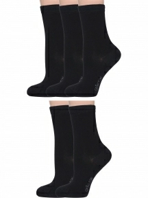 Комплект из 5 пар женских бамбуковых носков Grinston socks ЧЕРНЫЕ (5-17D2)