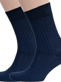Комплект из 2 пар мужских носков RuSocks (Орудьевский трикотаж) из 100% хлопка, 2-М3-11001, рис. 01, ТЕМНО-СИНИЕ
