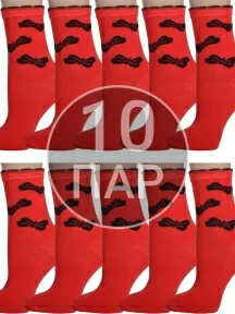 Комплект из 10 пар женских носков Palama КРАСНЫЕ (10-ЖД-21)