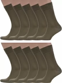 Комплект из 10 пар мужских носков Sergio Di Calze (PINGONS) из мерсеризованного хлопка, 10-17SC6, ХАКИ
