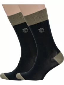 Комплект из 2 пар мужских носков Sergio Di Calze (PINGONS) из мерсеризованного хлопка, 2-15SC17, ЧЕРНЫЕ/ХАКИ