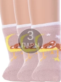 Комплект из 3 пар детских носков Брестские (БЧК), 3-14С3081, рис. 4047, КАПУЧИНО