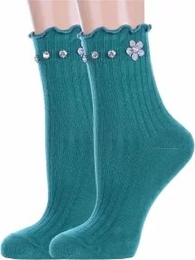 Комплект из 2 пар женских носков Hobby Line, 2-Нжвип1000-05, ЗЕЛЕНЫЕ