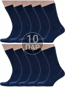 Комплект из 10 пар мужских носков Grinston socks из 100% хлопка, 10-15D2, ТЕМНО-СИНИЕ