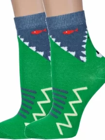 Комплект из 2 пар детских носков "Борисоглебский трикотаж", 2-8С747, ТЕМНО-ЗЕЛЕНЫЕ