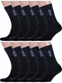 Комплект из 10 пар мужских носков Альтаир, 10-С45, ЧЕРНЫЕ с серым