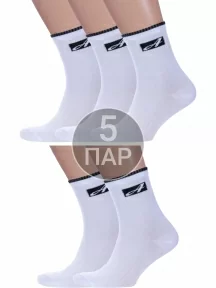 Комплект из 5 пар мужских носков спортивных Альтаир, 5-С199, БЕЛЫЕ