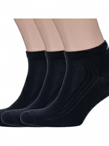 Комплект из 3 пар мужских спортивных носков DiWaRi, 3-7С-37СП, рис. 018, ЧЕРНЫЕ