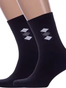 Комплект из 2 пар мужских махровых носков RuSocks (Орудьевский трикотаж) ЧЕРНЫЕ (2-М3-33065)