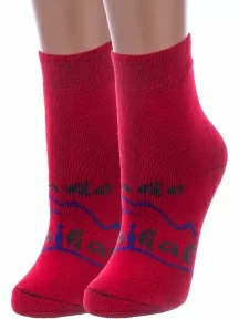 Комплект из 2 пар детских махровых носков Альтаир, 2-С67, КРАСНЫЕ