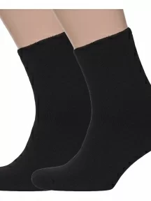 Комплект из 2 пар мужских махровых носков без резинки ХОХ, 2-XZ-1462, ЧЕРНЫЕ