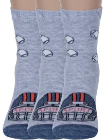 Комплект из 3 пар детских носков RuSocks (Орудьевский трикотаж), 3-Д3-13500, рис. 03, СВЕТЛО-СЕРЫЕ