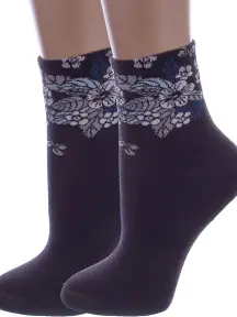 Комплект из 2 пар женских махровых носков RuSocks (Орудьевский трикотаж) ТЕМНО-СЕРЫЕ (2-Ж-2337)