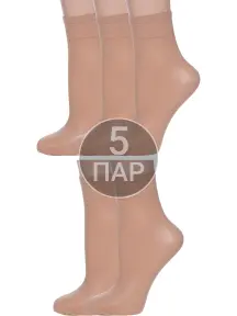 Комплект из 5 пар женских капроновых носков Conte Natural, телесные (5-14С-55СП/Tension soft 40Н)