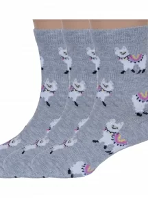 Комплект из 3 пар детских носков RuSocks (Орудьевский трикотаж), 3-Д3-13047, рис. 02, СВЕТЛО-СЕРЫЕ