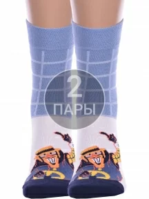 Комплект из 2 пар мужских носков "Бременские музыканты" Брестские (БЧК), 2-23С2155, рис. 517, БЕЛЫЕ
