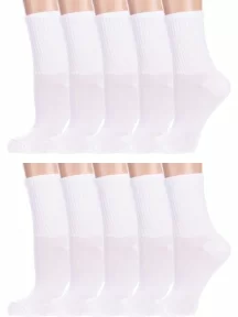 Комплект из 10 пар детских спортивных носков Альтаир, 10-М31, БЕЛЫЕ