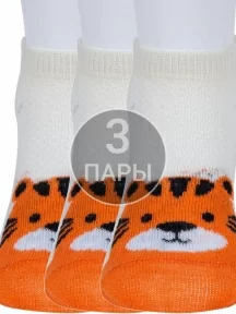 Комплект из 3 пар детских носков Гамма, 3-С1649, рис. Тигренок, КРЕМОВЫЕ