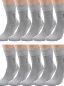 Комплект из 10 пар мужских бамбуковых носков ХОХ, 10-X-1111, СЕРЫЕ