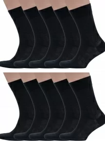 Комплект из 10 пар мужских носков Grinston socks (PINGONS) из 100% микромодала, 10-15D7, ЧЕРНЫЕ