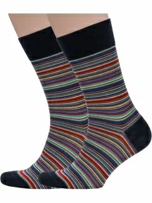 Комплект из 2 пар мужских носков Sergio Di Calze из мерсеризованного хлопка, 2-16SC3, ЧЕРНЫЕ