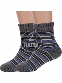 Комплект из 2 пар детских теплых махровых носков Hobby Line ТЕМНО-СЕРЫЕ (2-Ндам7630)