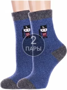 Комплект из 2 пар детских теплых махровых носков Hobby Line, 2-Ндам7629-10, ДЖИНСОВЫЕ
