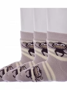 Комплект из 3 пар детских махровых носков Брестские (БЧК), 3-14С3060, рис. 498, ПЕРЛАМУТРОВЫЕ