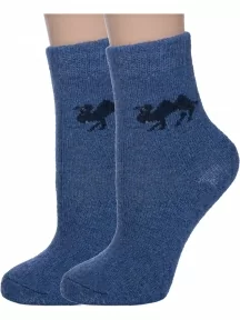 Комплект из 2 пар детских теплых махровых носков Hobby Line, 2-7838, ДЖИНС "Верблюд"