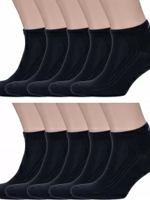 Комплект из 10 пар мужских спортивных носков DiWaRi, 10-7С-37СП, рис. 018, ЧЕРНЫЕ