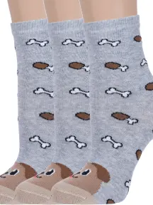 Комплект из 3 пар детских носков "Красная ветка" СЕРЫЕ (3-С-1783)