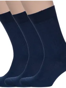 Комплект из 3 пар мужских носков RuSocks (Орудьевский трикотаж) из 100% хлопка ТЕМНО-СИНИЕ (3-М3-11946)